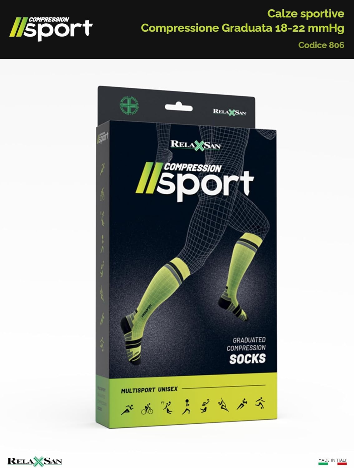 Thumbnail 6 de Relaxsan Calze Sportive Uomo e Donna a Compressione Graduata 18-22 mmHg (Made in Italy) 806