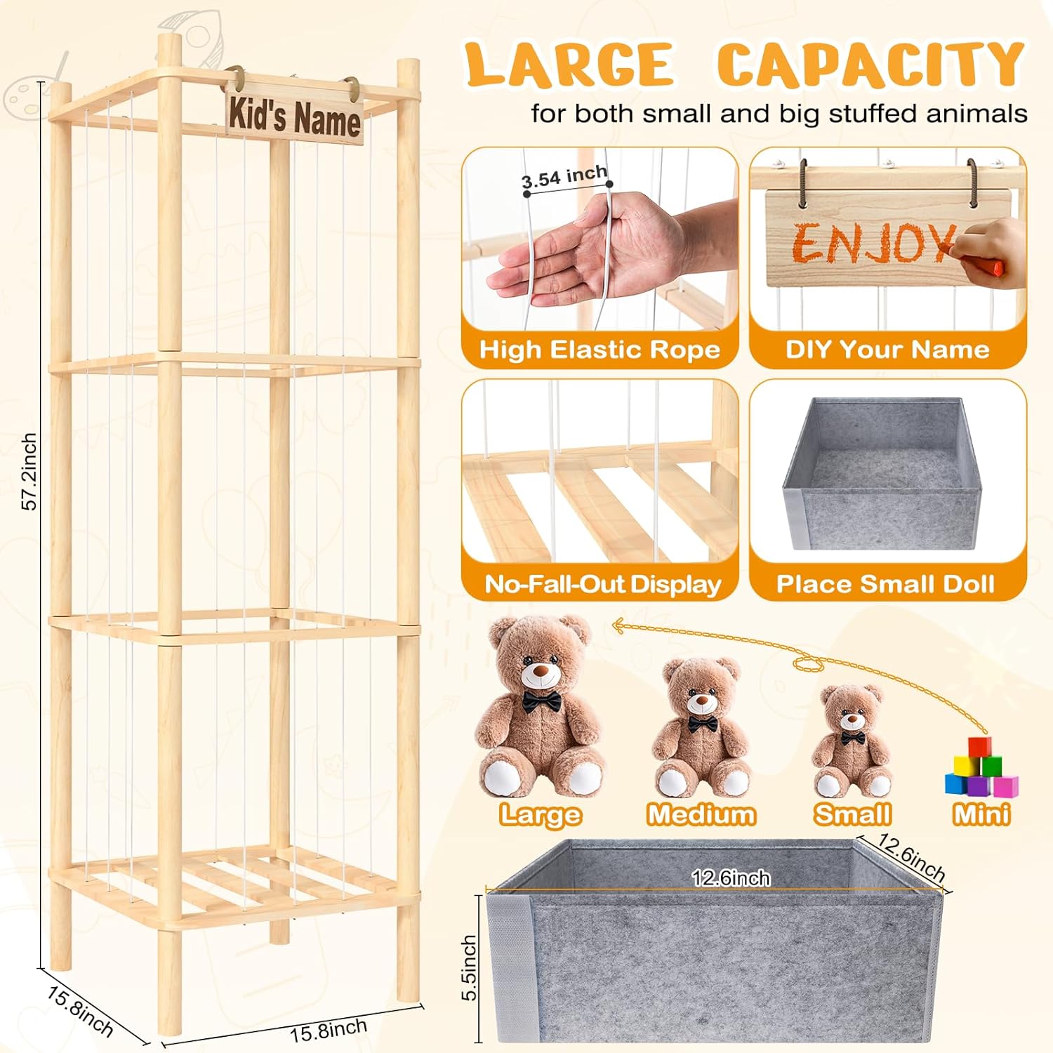 Thumbnail 5 de WORLDMX Stuffed Animal Storage 57in