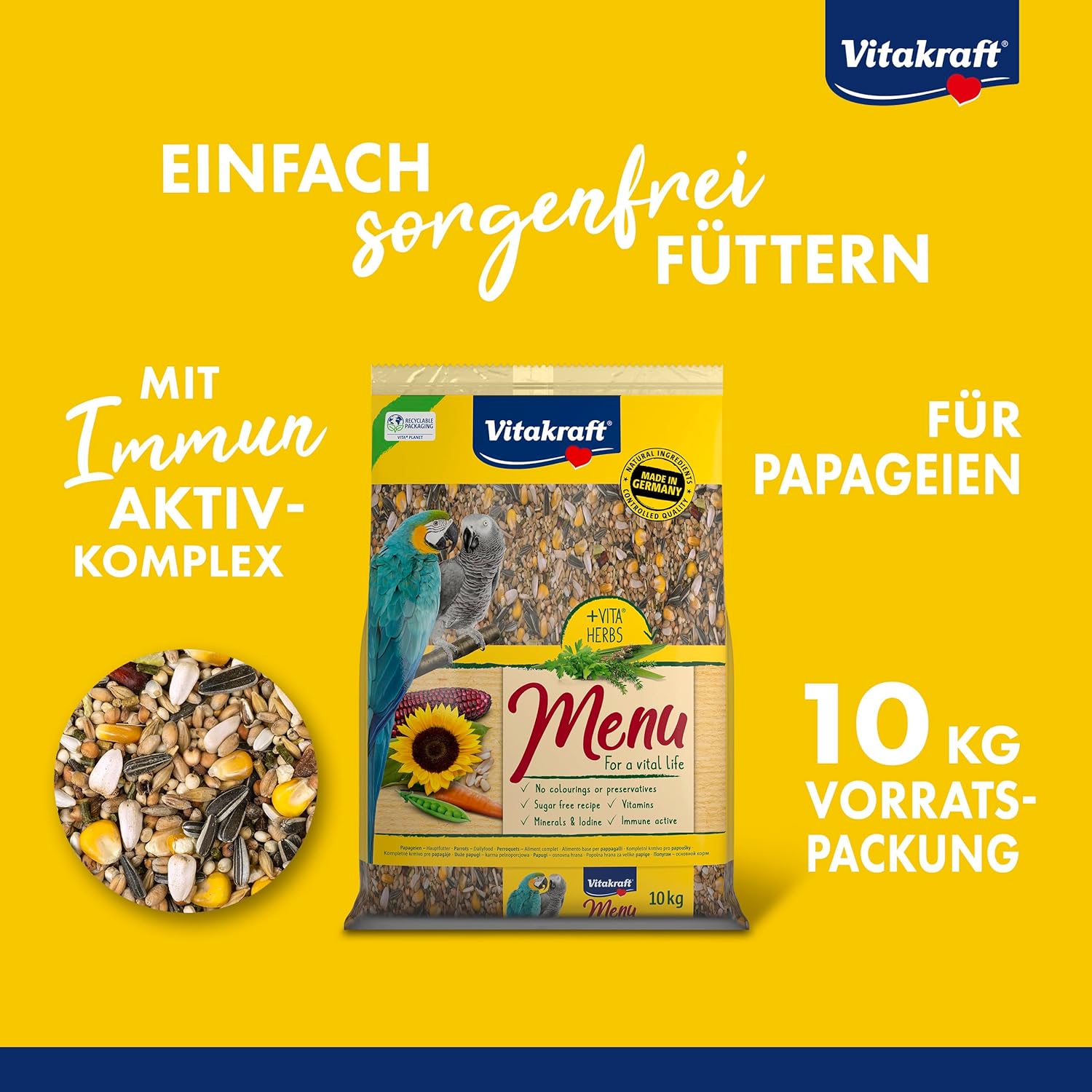 Detalle 2 de Vitakraft Menu 10 kg nourriture perroquets 🐦