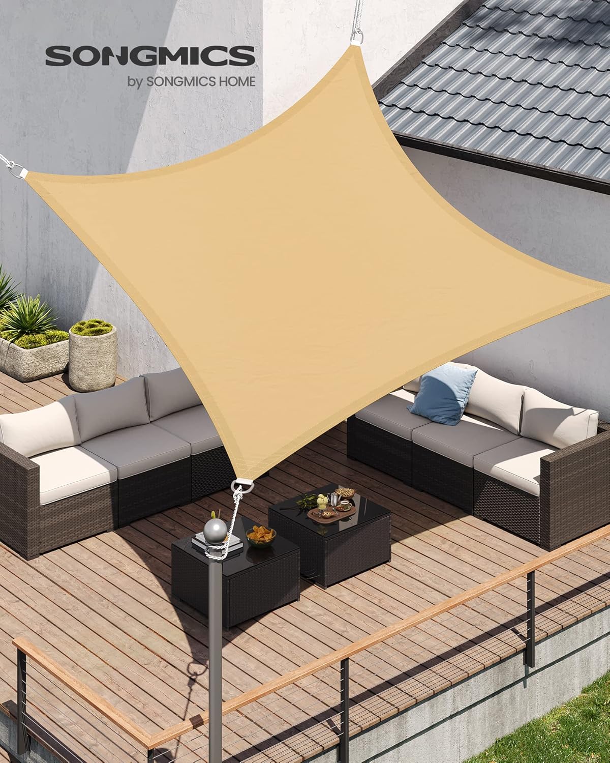 Detalle de Voile d’ombrage 3 x 3 m SONGMICS