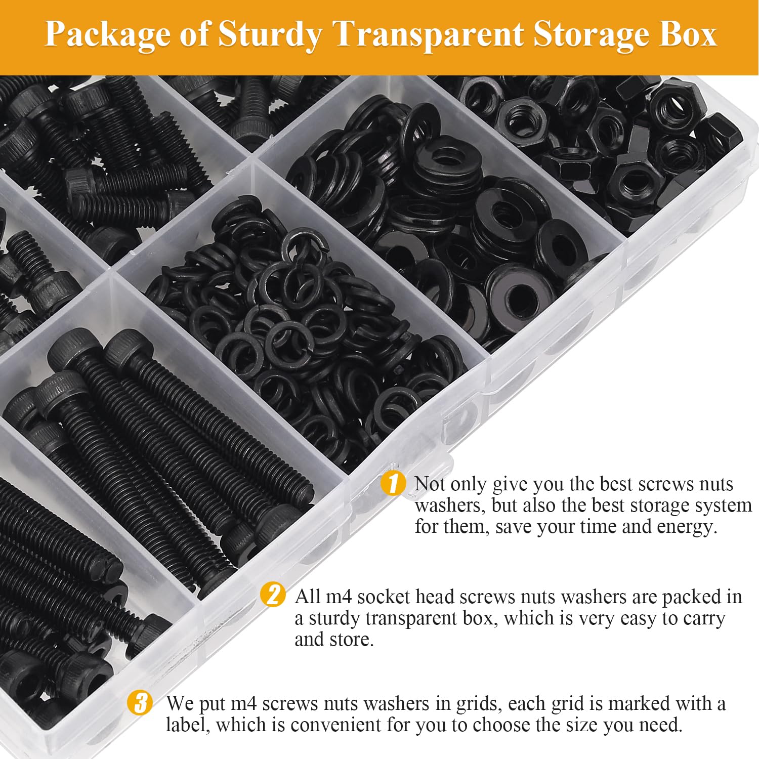 Detalle 2 de Sutemribor M4 Screw, Nut, and Washer Set