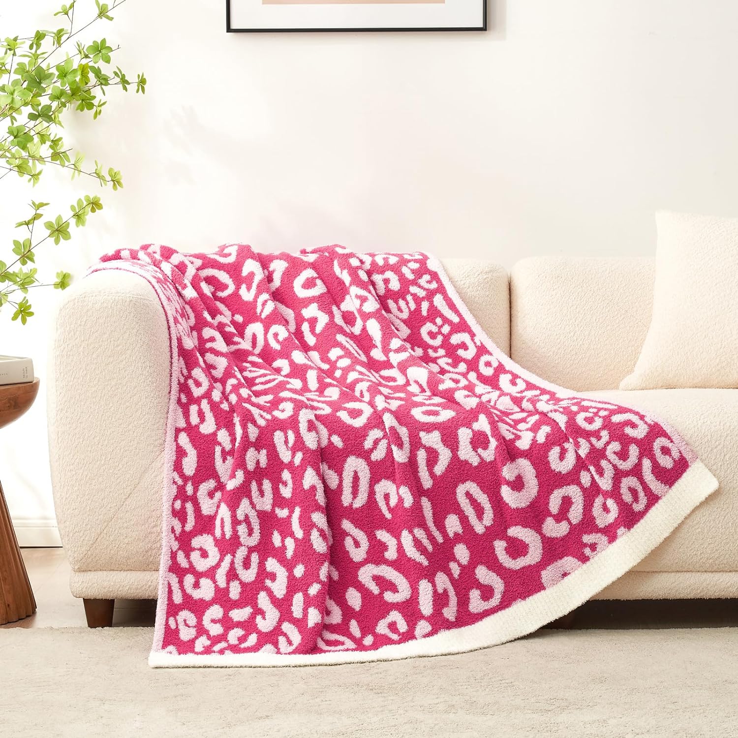Detalle de Snuggle Sac SnuggleSacHeather Reversible Leopard Throw, Microfiber, 60" x 80