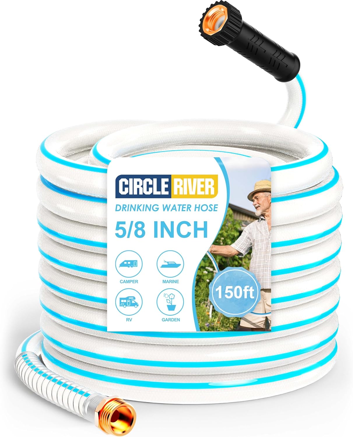 Thumbnail 6 de CircleRiver 50FT 5/8" RV Water Hose (Drinking Water Safe, BPA Free, Anti-Kink) with 3/4" NPT Ends