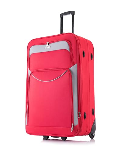 Detalle de FLYMAX 29" Large Suitcase: Lightweight 90L on Wheels, Red