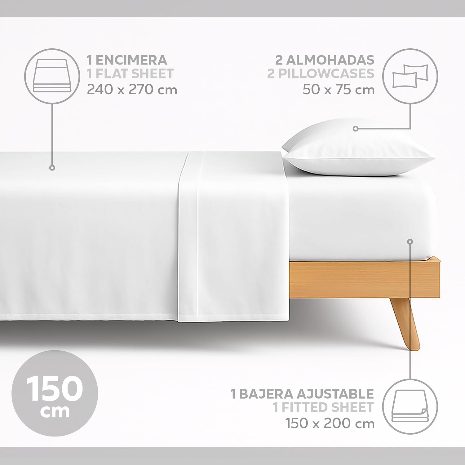 Detalle 2 de Easycosy Juego de Sábanas 4 Piezas Cama 150