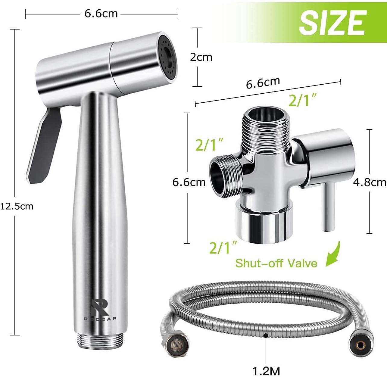 Detalle de Roccar 20231212 Handheld Bidet Sprayer, Stainless Steel with Dual Spray Modes