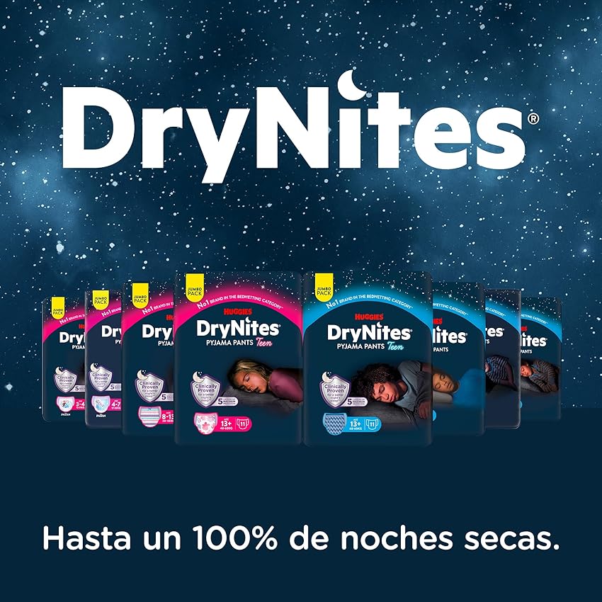 Detalle 2 de Huggies DryNites Pañales Nocturnos para Niña 💤 33 Uds.
