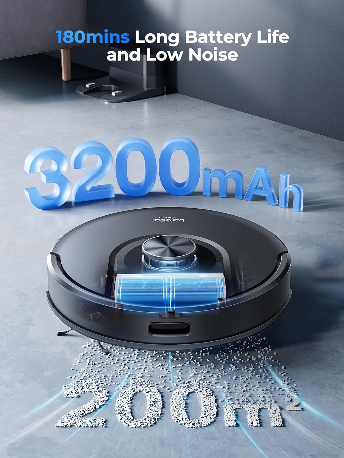 Detalle 2 de Laresar Clean Mars01 robot vacuum and mop with Lidar, 7000Pa suction and app/voice control