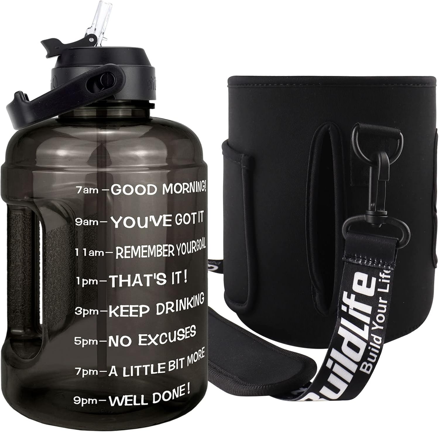 Thumbnail 6 de BuildLife Motivational Water Bottle 2.2L: Large Capacity Hydration with Time Markers