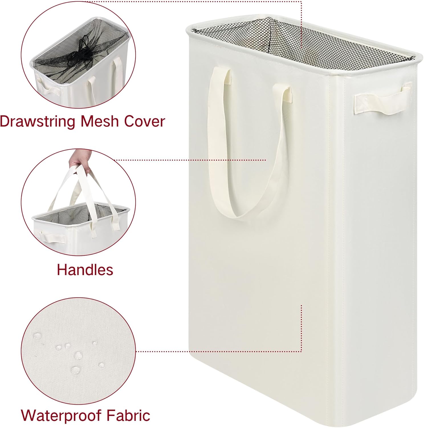 Thumbnail 3 de efluky Slim Laundry Basket: Narrow, Collapsible 48L Hamper for Small Spaces