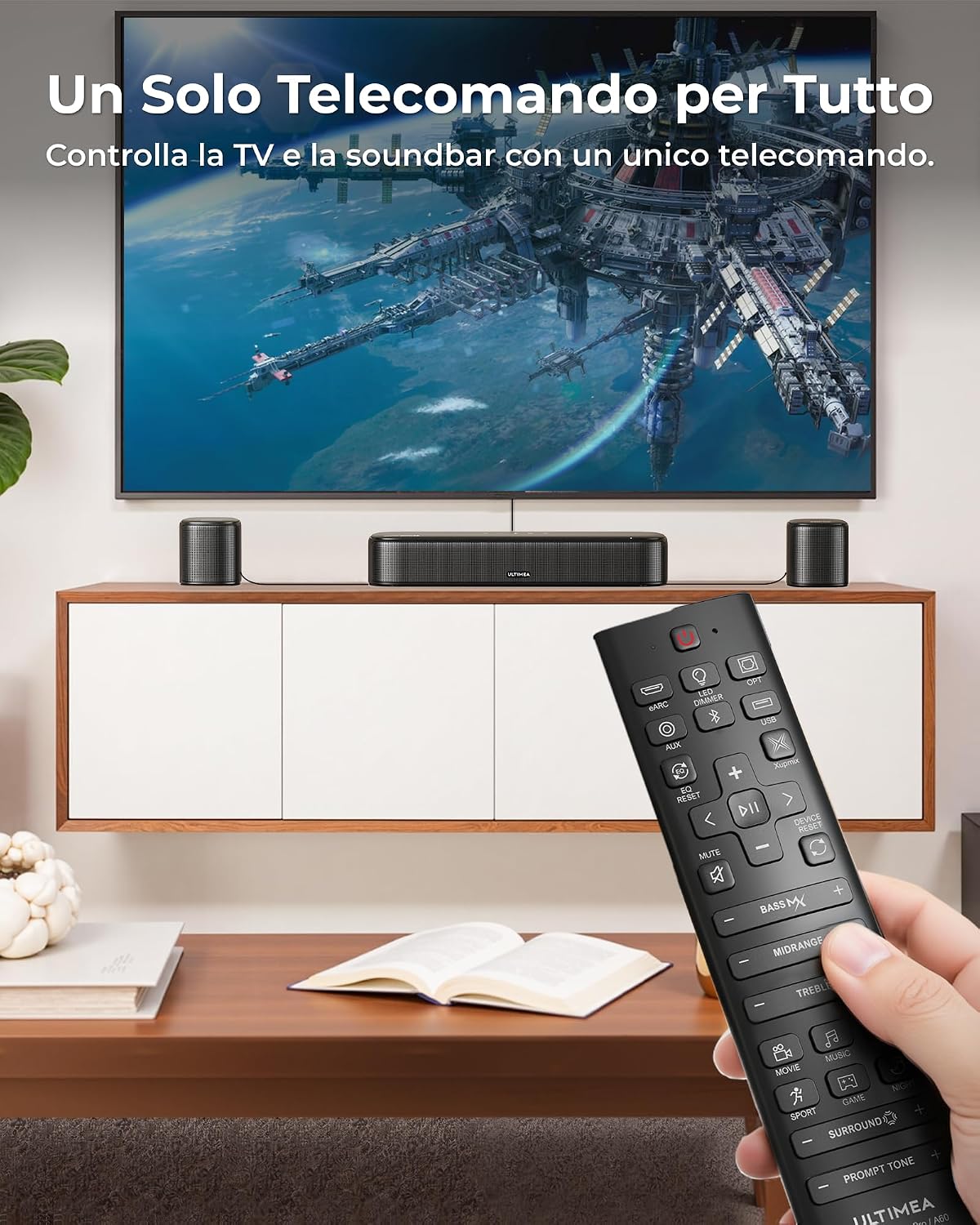Detalle de ULTIMEA 7.1 Canali Sistema Audio Surround Aura A60 Pro: Soundbar Dolby Atmos con 4 Surround e 420W di picco