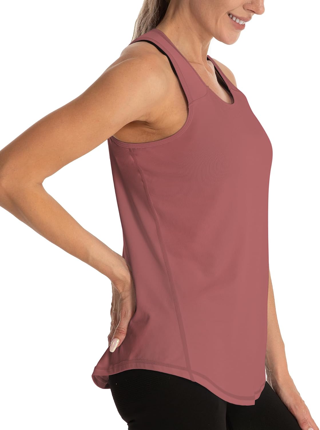 Detalle de Dawnrole Women's Sleeveless Gym Top – Racerback Yoga & Fitness Tank