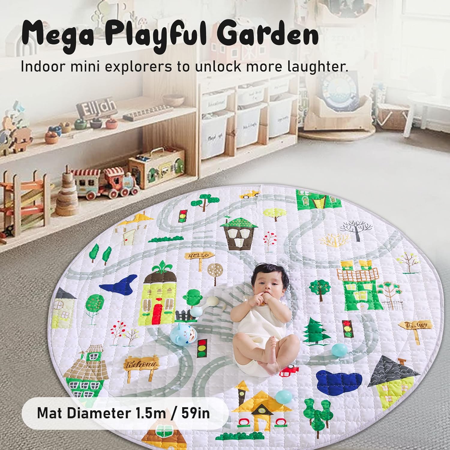 Thumbnail 2 de Tapis d’éveil pliable Winthome (150 cm) avec sac de rangement antidérapant et non toxique