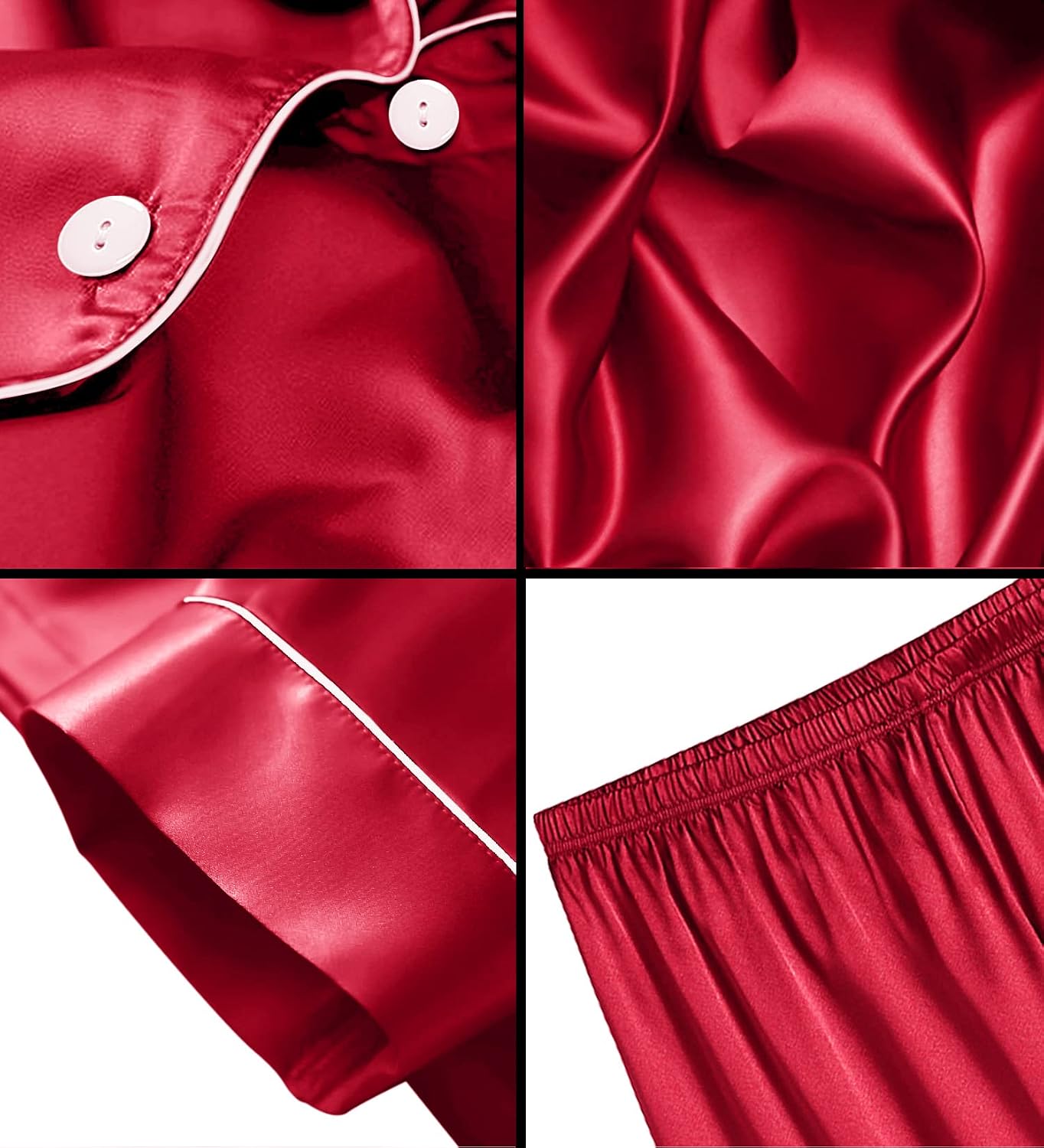 Detalle 2 de SWOMOG Satin Silk Pajama Set 2-Piece