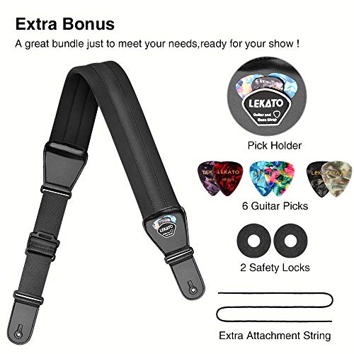 Thumbnail 6 de LEKATO Comfortable Guitar Strap with Memory Foam - 3" Wide, 45"–55" Adjustable
