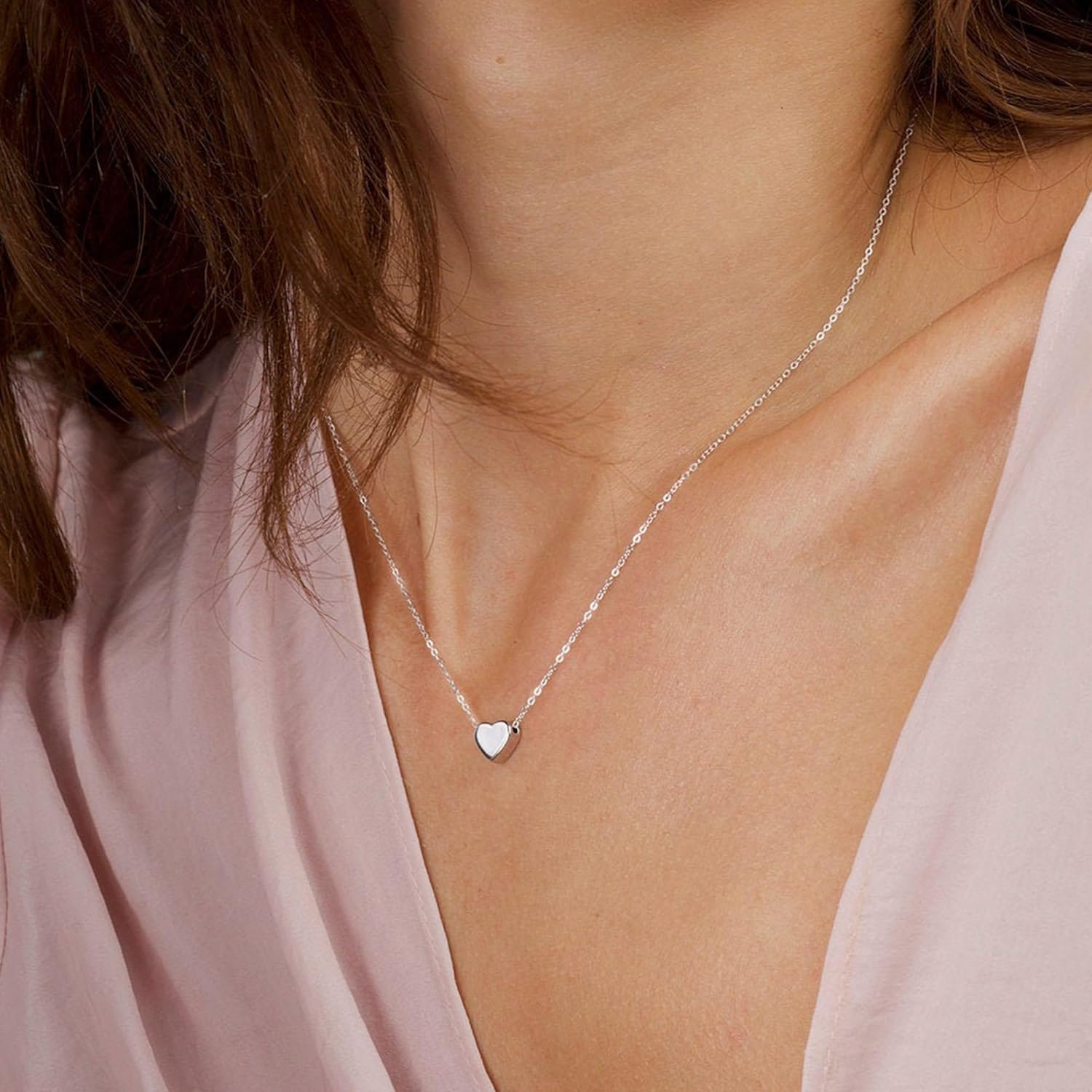 Thumbnail 4 de TINGN Collana a forma di cuore in oro bianco 14k, regolabile 40 cm + 5 cm
