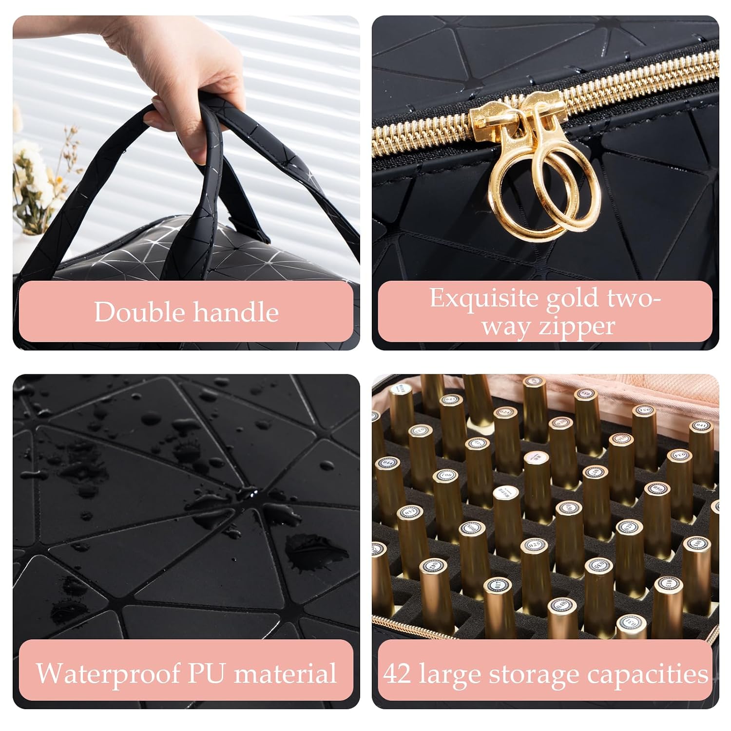 Thumbnail 2 de Uross Nagellack Organizer für 54 Flaschen und LED-Nagellampe – Schwarz