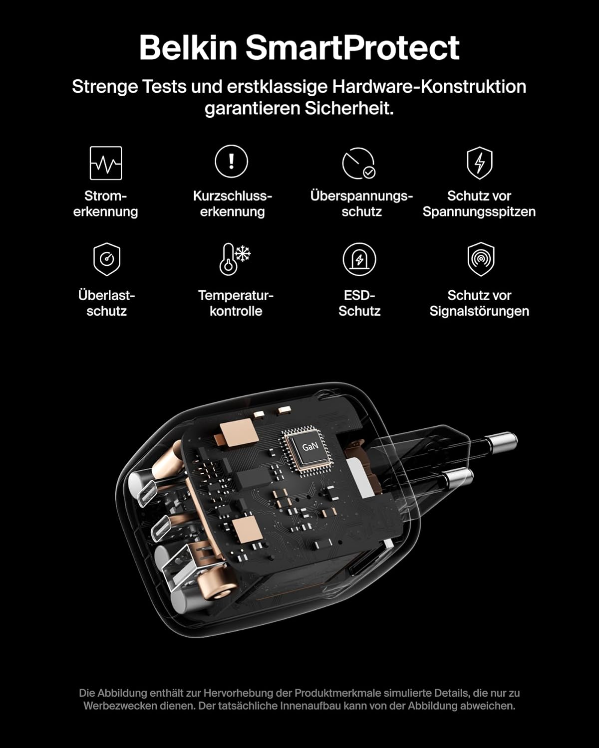 Thumbnail 4 de Belkin 70W GaN-Ladegerät mit 3 Ports (2x USB-C, 1x USB-A) – kompakt, universell einsetzbar