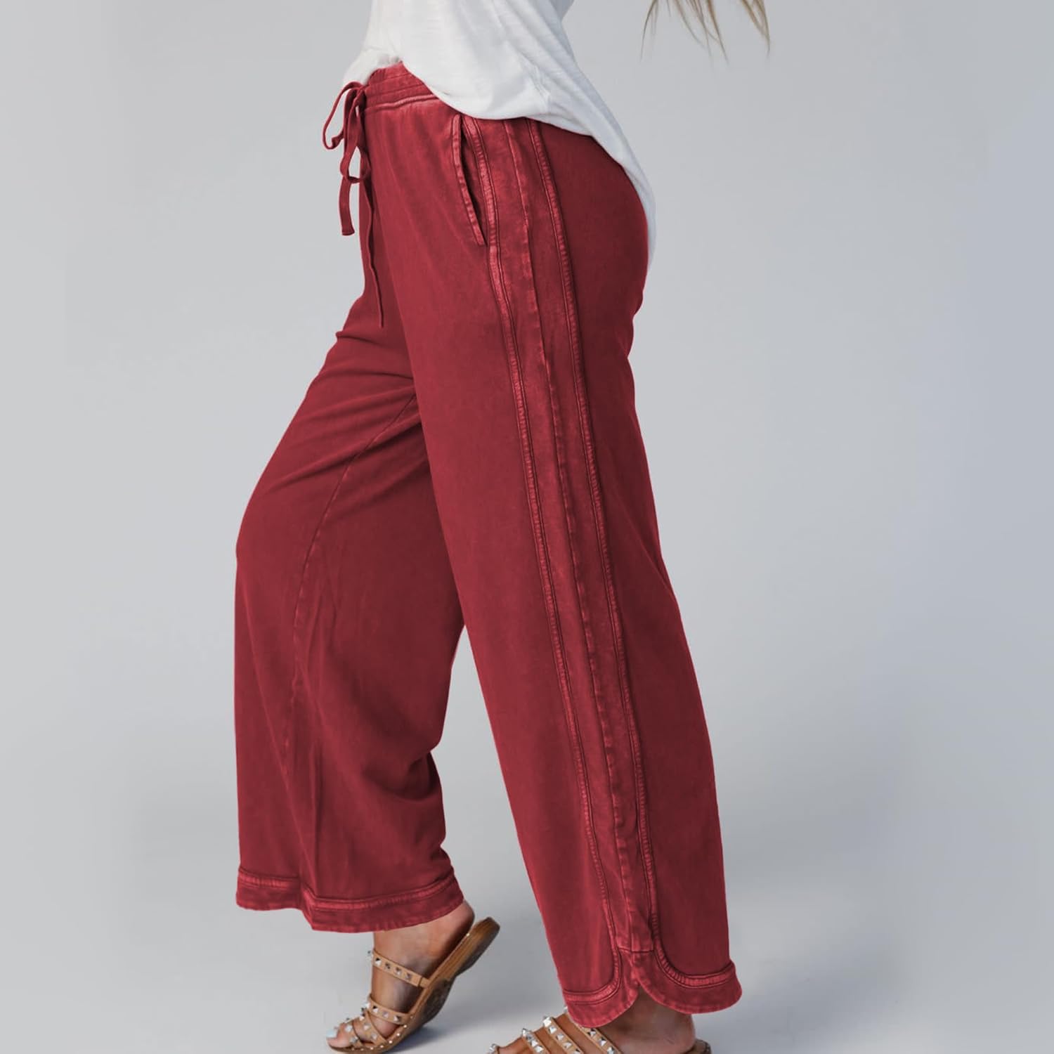 Thumbnail 4 de Hixiaohe Women's Casual Wide Leg Sweatpants — High Waist, Drawstring, Pockets