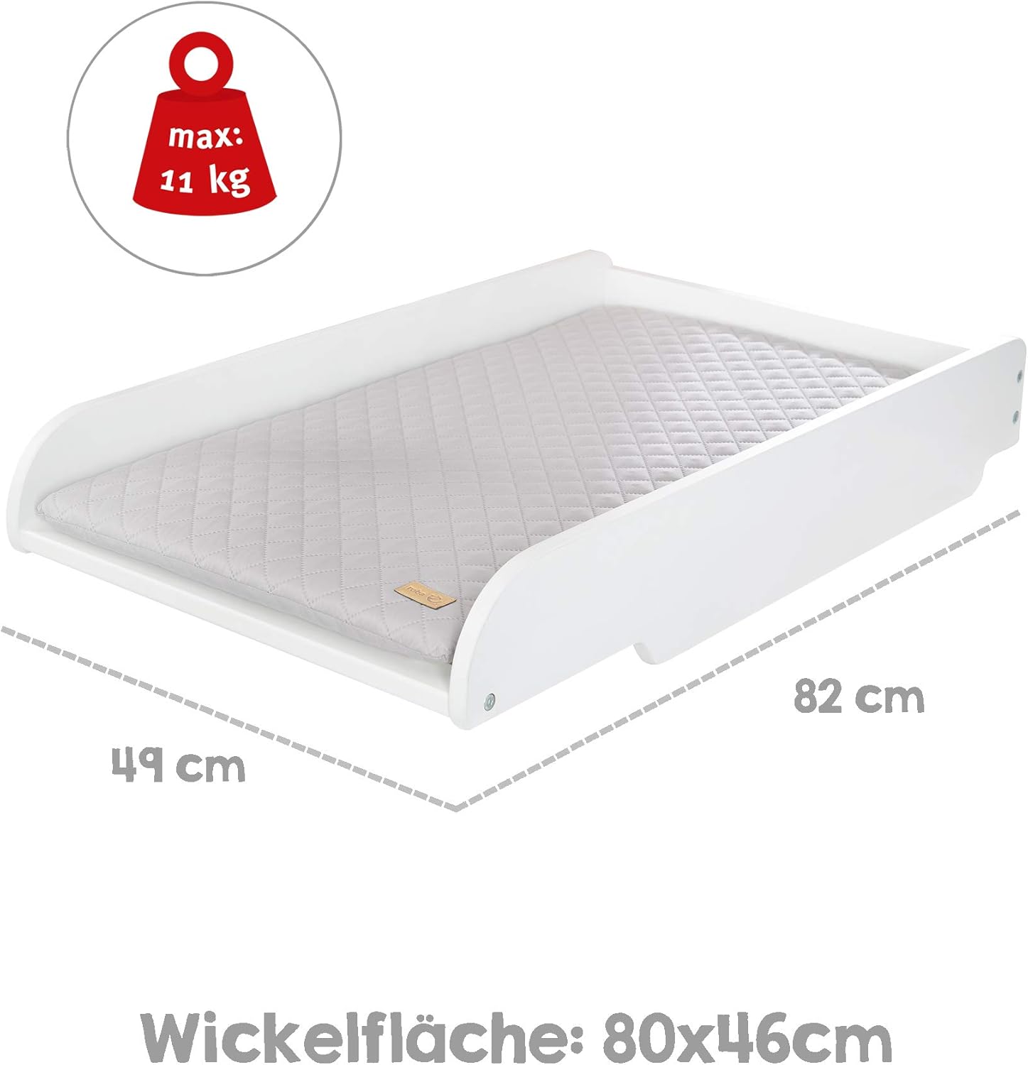 Thumbnail 3 de Roba Plan à Langer à Poser sur Lits Bébé 60x120 cm / 70x140 cm + Matelas Imperméable – Style Blanc