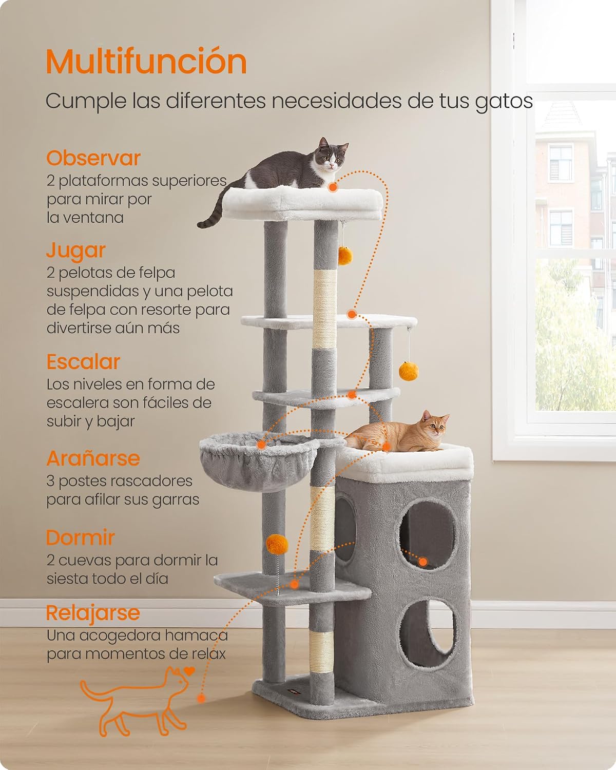 Thumbnail 4 de Feandrea Árbol Alto para Gatos 152 cm