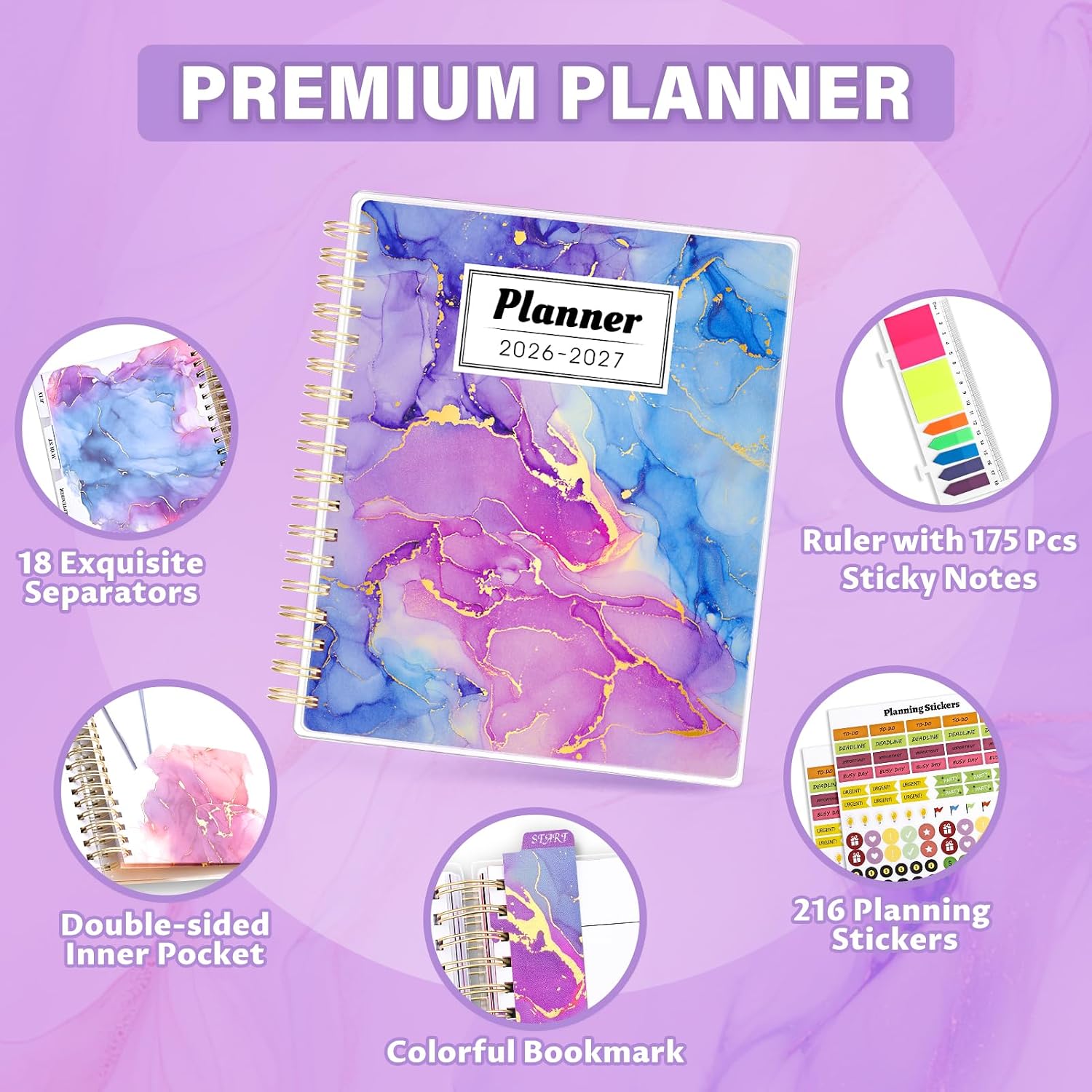 Detalle 2 de montcool 2026-2027 Academic Planner, 18-Month Daily, Weekly and Monthly, 7.9 x 9.8 in