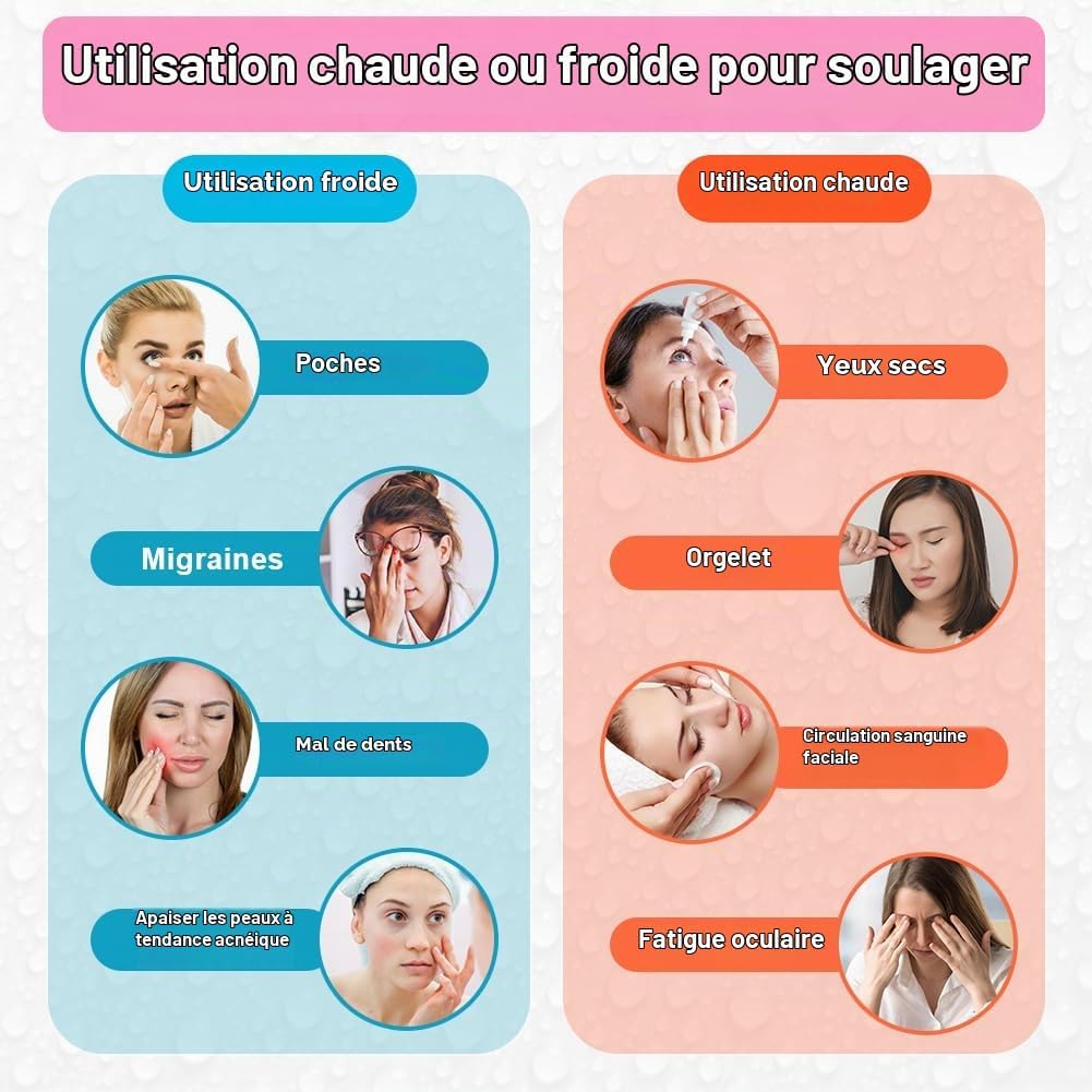 Detalle 2 de ACWOO gelmasker voor gezicht en ogen, warm en koud, omkeerbaar en verstelbaar