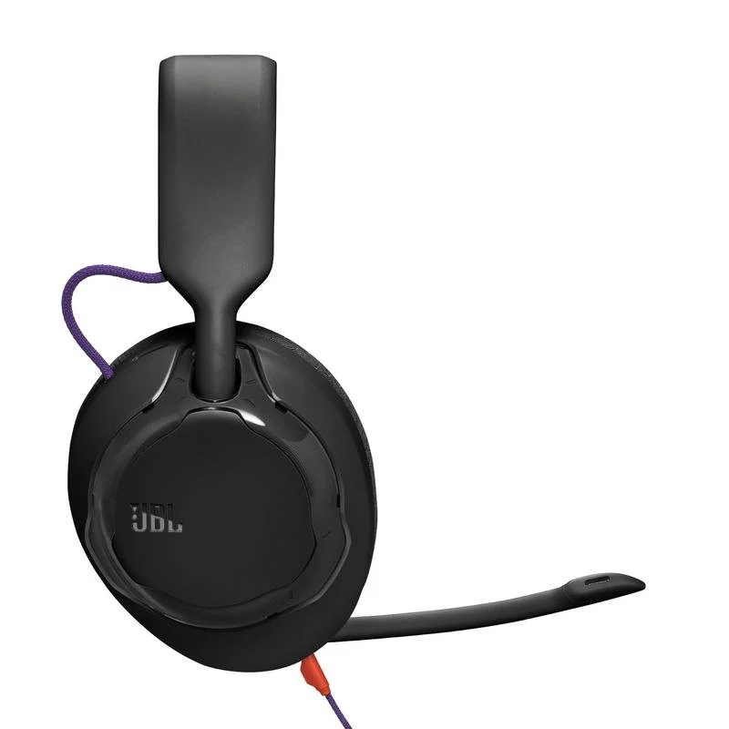 Detalle de JBL Quantum 250: auriculares gaming con cable, micrófono y cancelación de ruido en negro