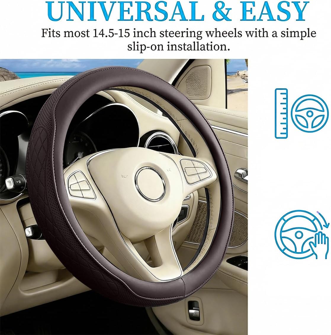 Detalle de Mandark Steering Wheel Cover, Leather