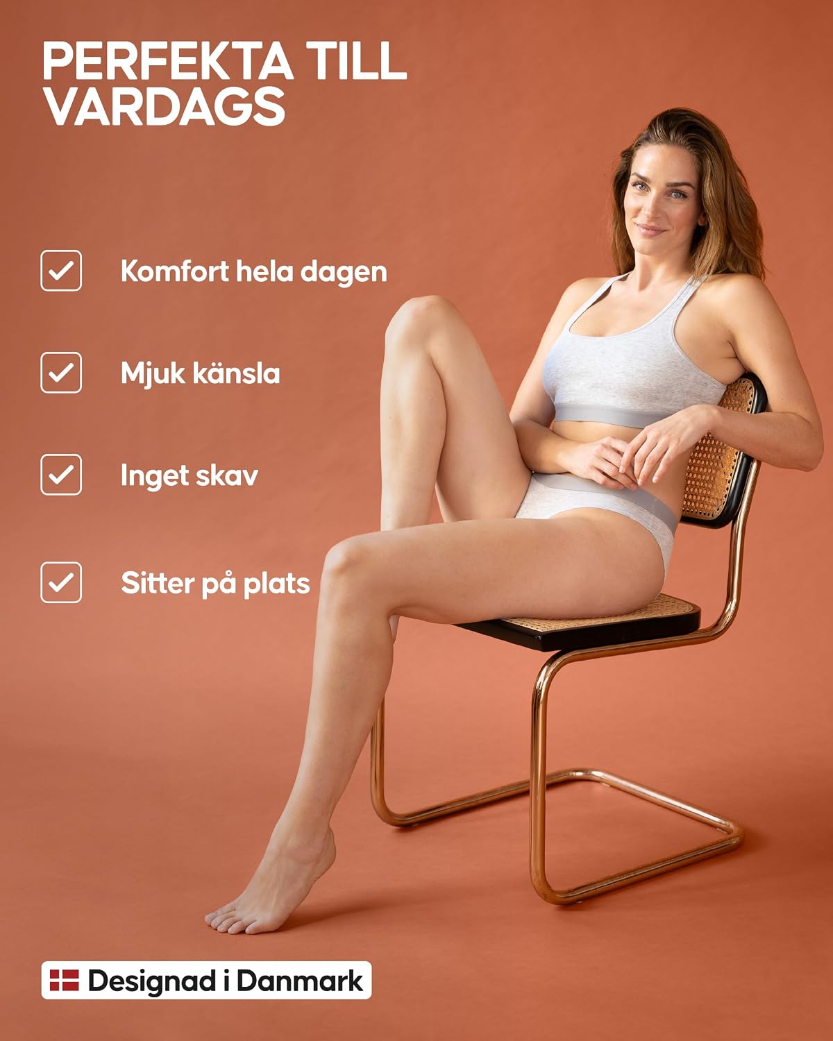 Detalle de DANISH ENDURANCE 6-pack damtrosor i ekologisk bomull, OEKO-TEX-certifierat material