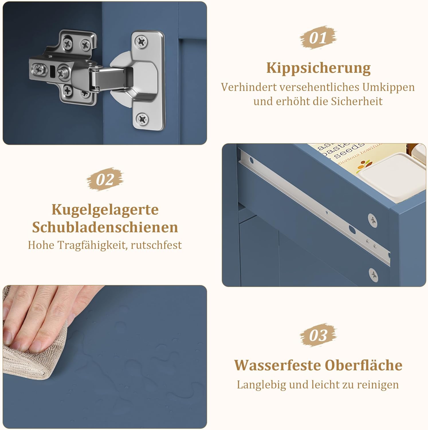 Thumbnail 4 de HOCSOK credenza armadio da cucina con 2 cassetti e ripiani regolabili, blu 82x40x91 cm