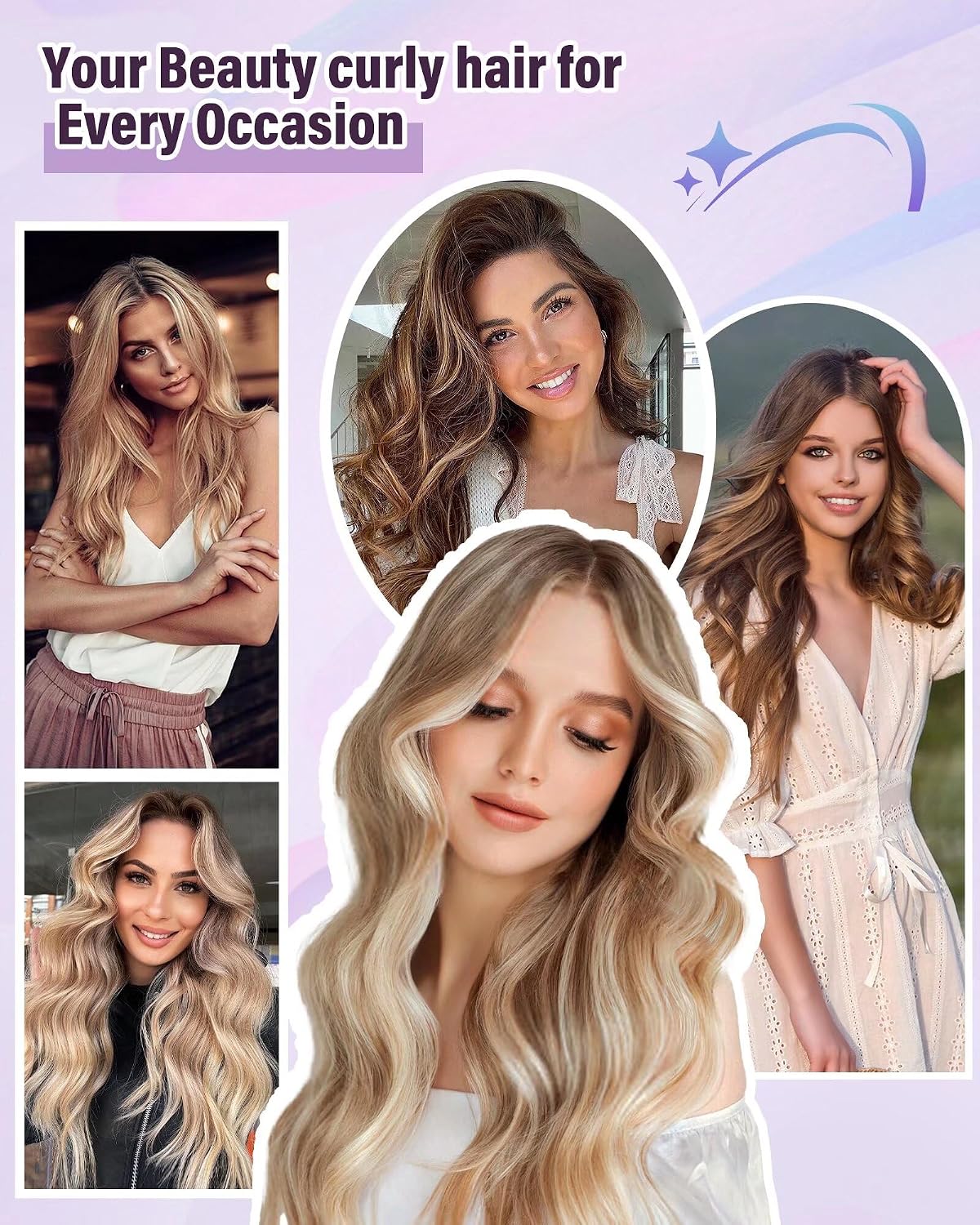 Thumbnail 6 de Heatless Hair Curler Overnight Curls-3 Pcs No Heat Curling Blowout Rods with Satin Scarf