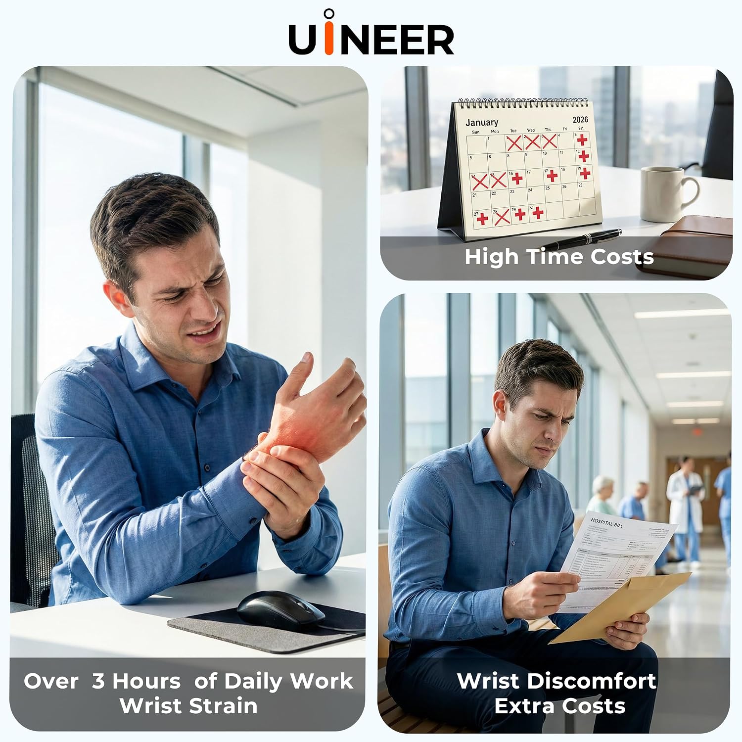 Detalle 2 de Uineer Ergonomic Vertical Wireless Mouse 4 DPI 🖱