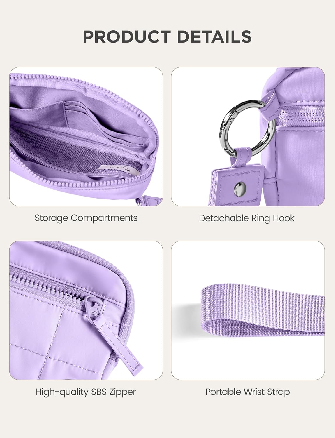 Detalle de Uselike Women's Wristlet Wallet, Lavender Purple