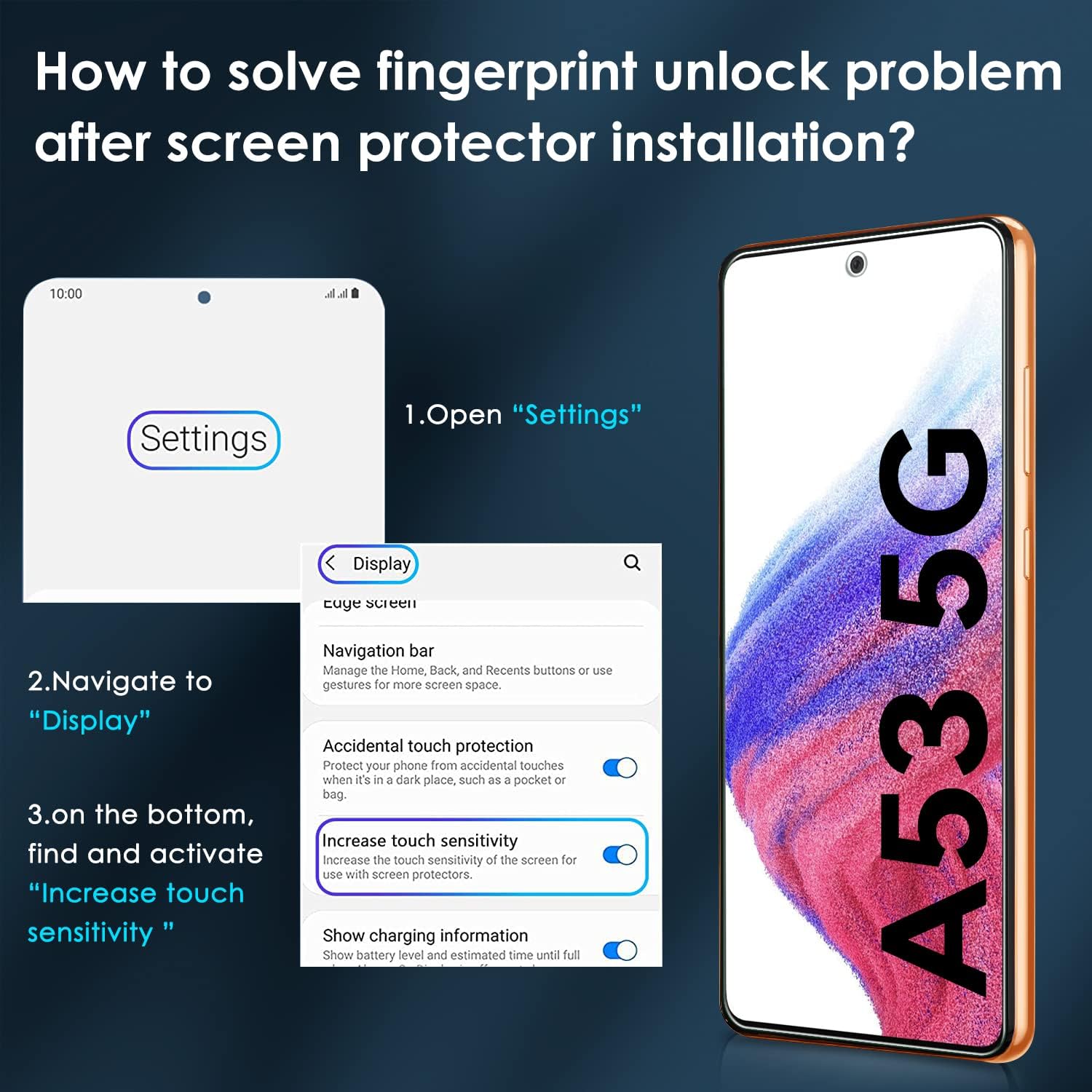 Detalle de ivoler Pack de 4 Verre Trempé Compatible Galaxy A53 5G + Kit d’installation et protections caméra