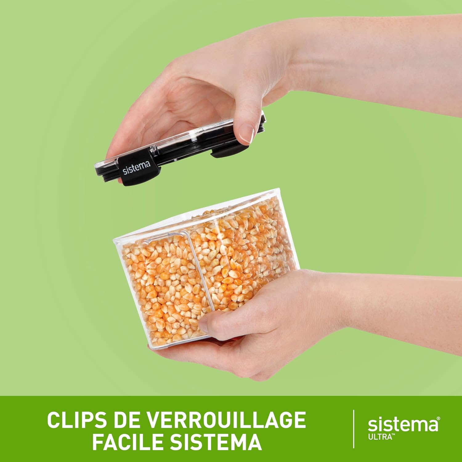 Detalle de Système Ultra Boîtes de conservation alimentaires hermétiques carrées – 5 unités empilables, sans BPA