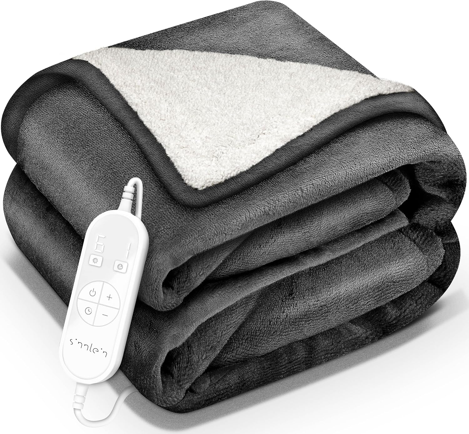 sinnlein Couverture chauffante 180 × 130 cm : chaleur réglable, arrêt automatique et lavage en machine