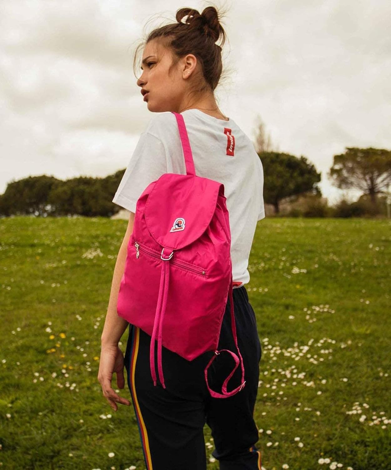 Detalle 1 de Invicta Mochila MINISAC GLOSSY Rosa 🎒 Ligera y Plegable