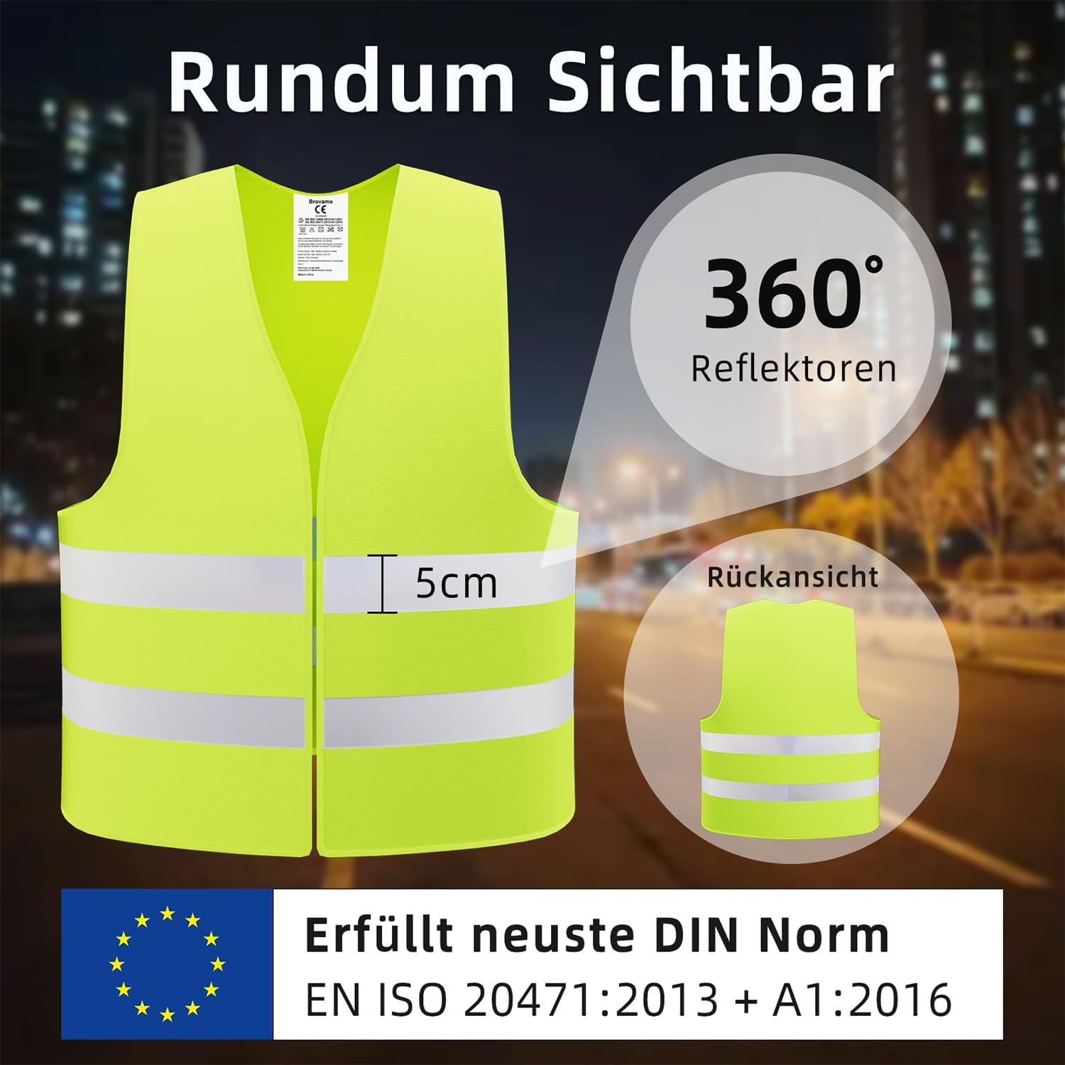 Thumbnail 1 de Brovamo Warnweste 5er-Set 1 Größe