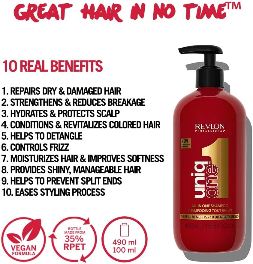 Thumbnail 1 de Revlon Professional UniqOne All in One Shampoo Moisturising Shampoo for Damaged Hair 490ml