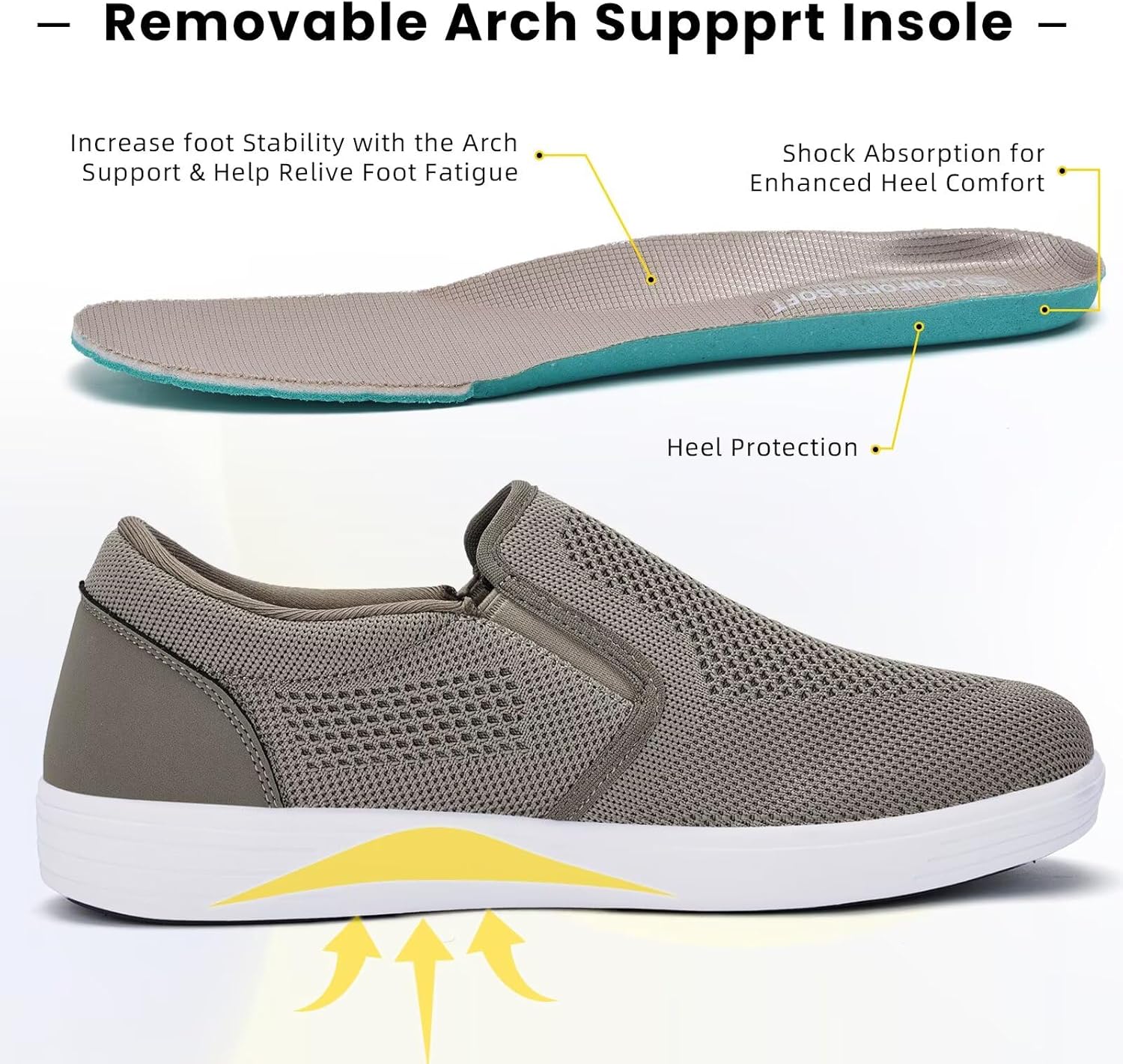 Detalle 2 de konhill Herren Mesh-Schlupfschuhe für Strand & Freizeit – Atmungsaktive Bootssneaker mit leichtem Komfort