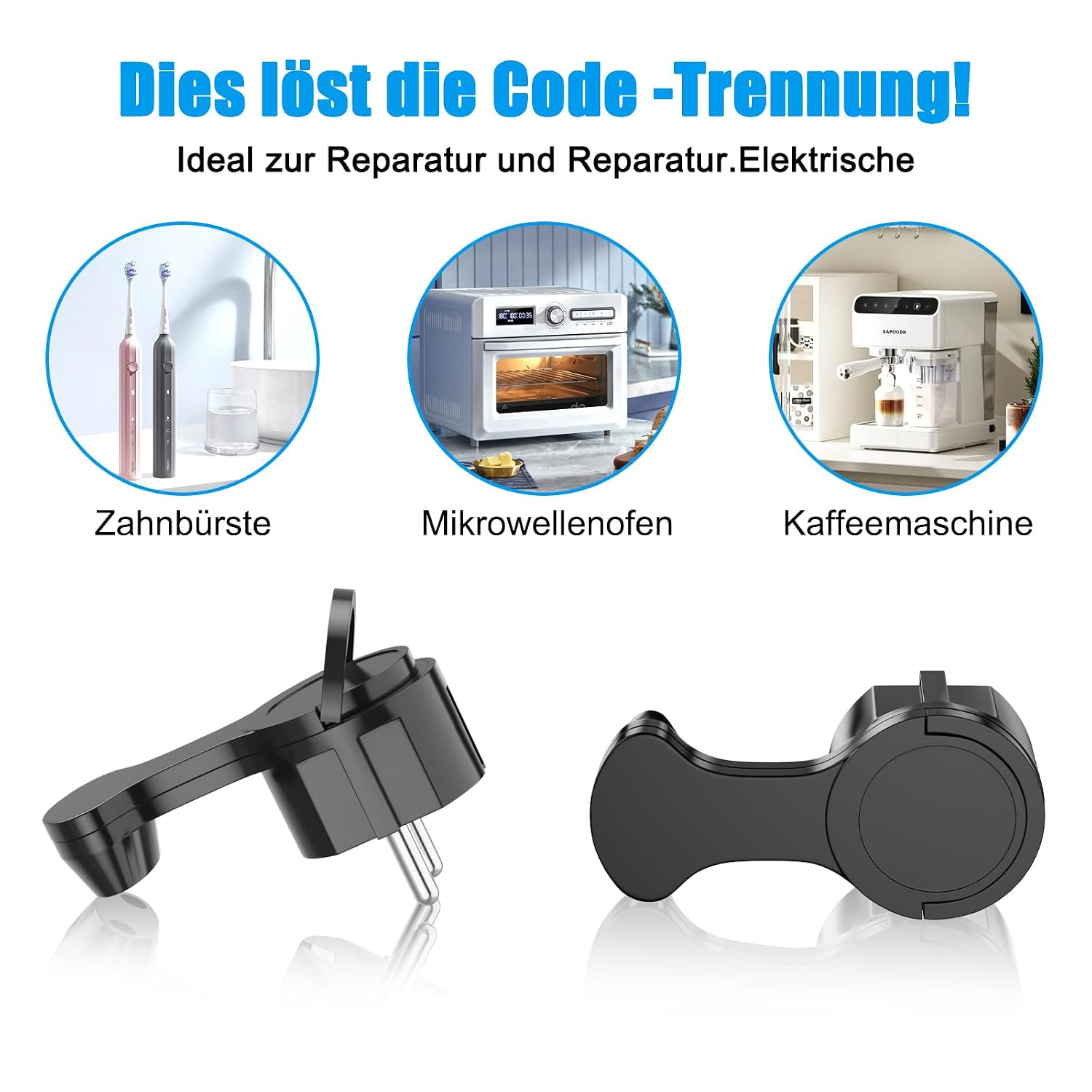 Detalle 2 de HITRENDS P8058 platte Schuko-stekker, geaard, IP44, set van 4