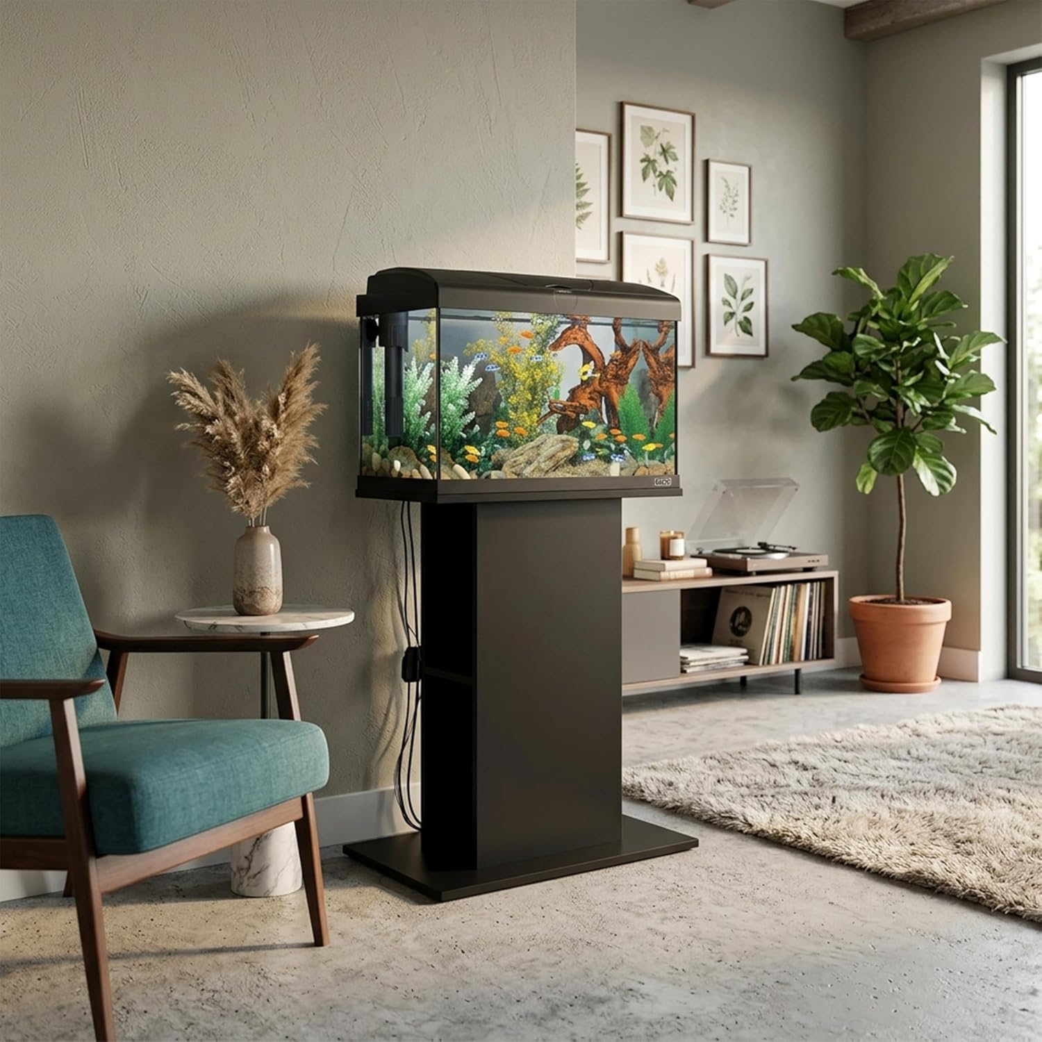 Thumbnail 1 de Ferplast Hydor Aquarienschrank aus Holz Stand 60 für Glasaquarien (schwarz) – wasserabweisende Tischplatte