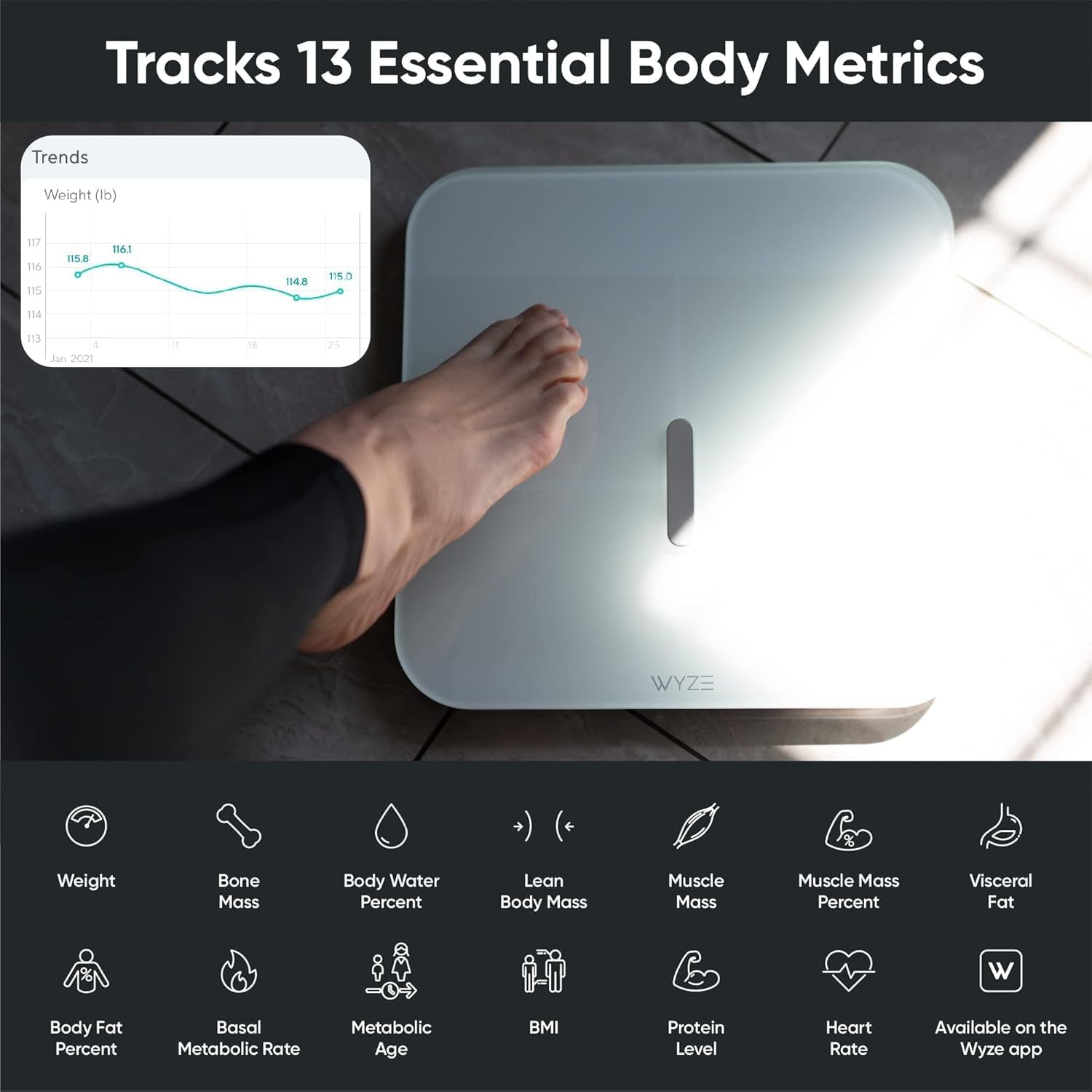 Thumbnail 3 de Wyze Smart Scale X — Digital Bathroom Scale with Comprehensive Body Composition