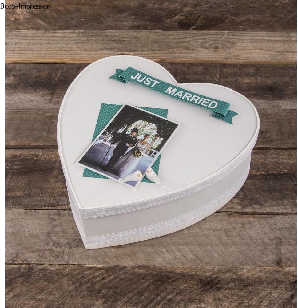 Detalle de Boîte cœur en papier mâché FSC Recyclé 100% Rayher 67293102 – Blanc Ø30 cm