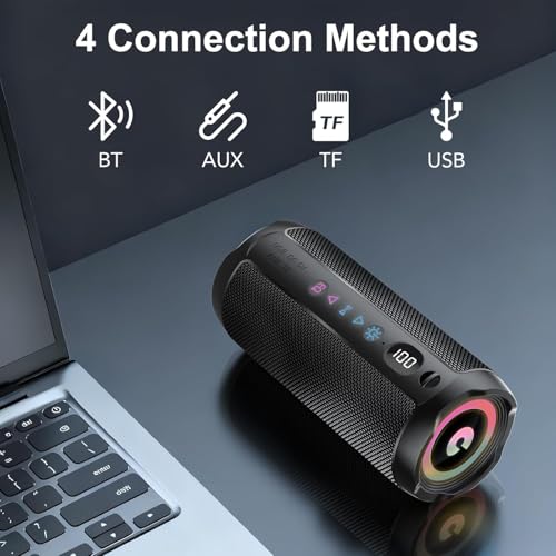 Detalle 2 de Altavoz Bluetooth Portátil 25W coioc: sonido envolvente 360°, IPX7 y RGB para exteriores