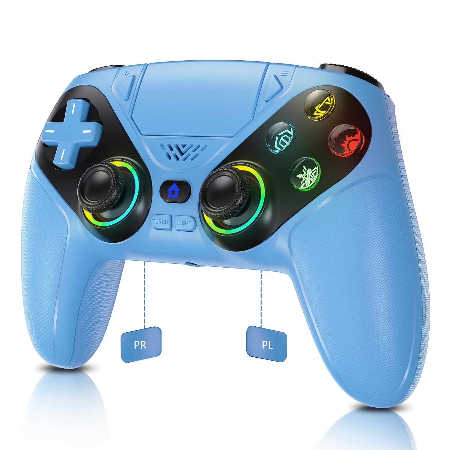 Detalle de GGiking RGB Wireless Controller für PS5/Pro/Slim & PC – kabelloser Allrounder mit Paddles, Touchpad, Macro und TB-Licht