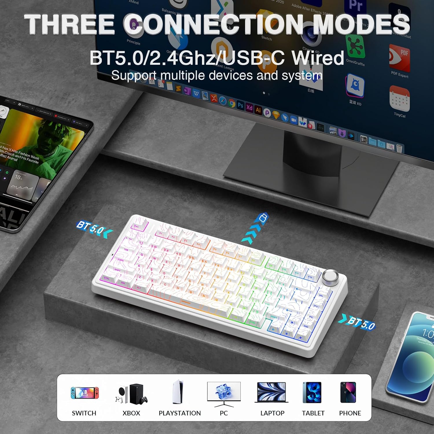 Detalle de AULA F75 75% wireless mechanical keyboard