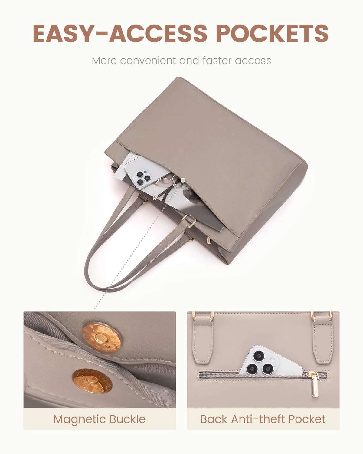 Thumbnail 5 de LOVEVOOK Laptop Bags for Women 15.6 Inch — A Spacious, Practical Tote for Work and School