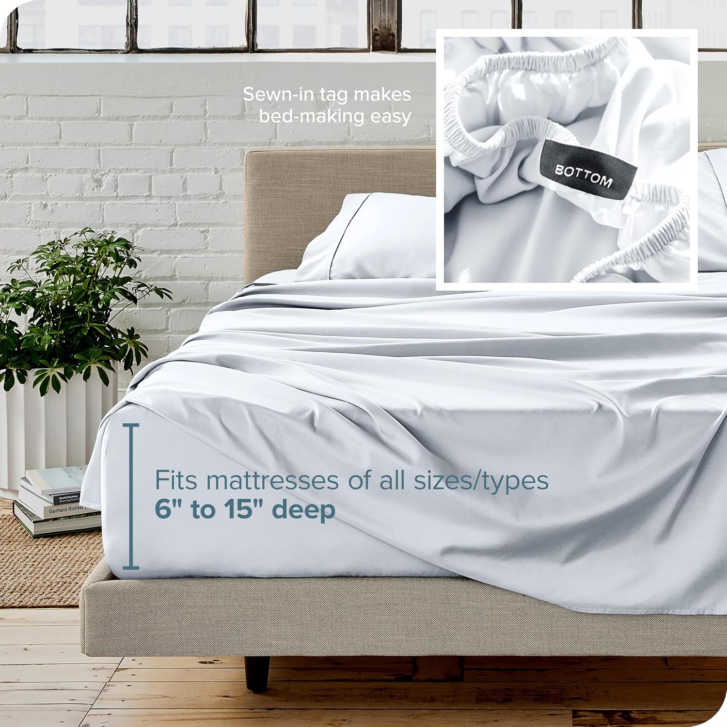 Thumbnail 4 de Bare Home King Sheet Set: 1800 Ultra-Soft Microfiber, Deep Pockets, 4-Piece (White)